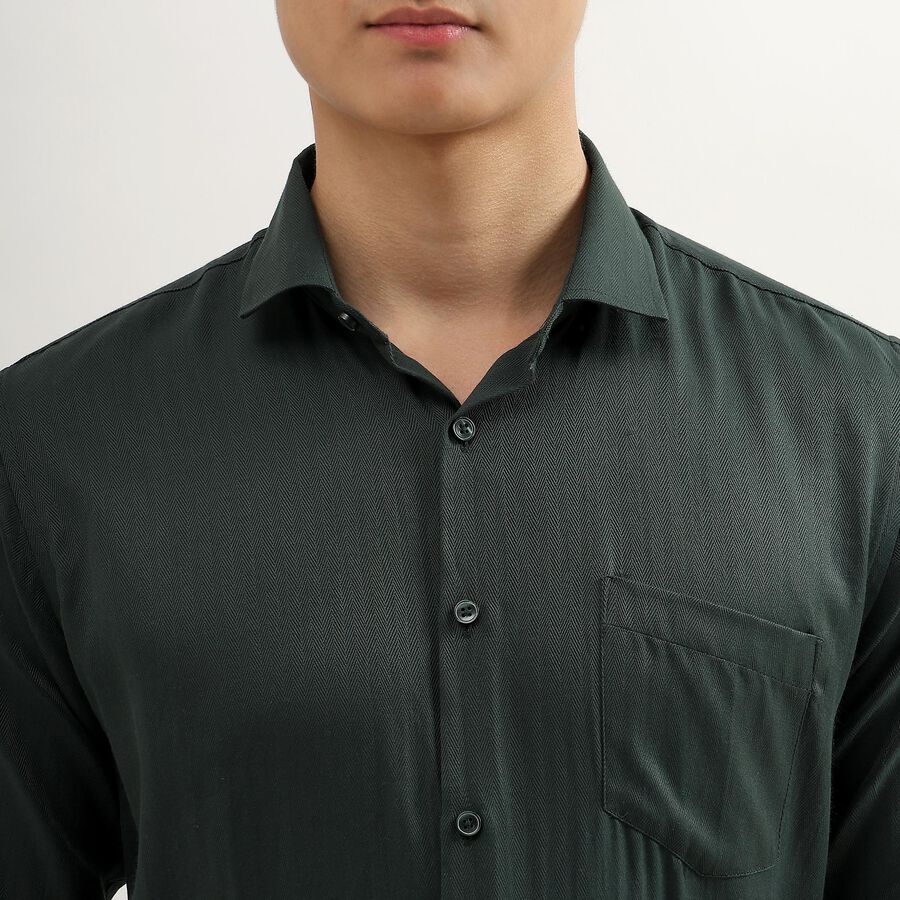 Men's Dark Forest Green Cut Away Collar Formal Shirt, Dark Green, large image number null