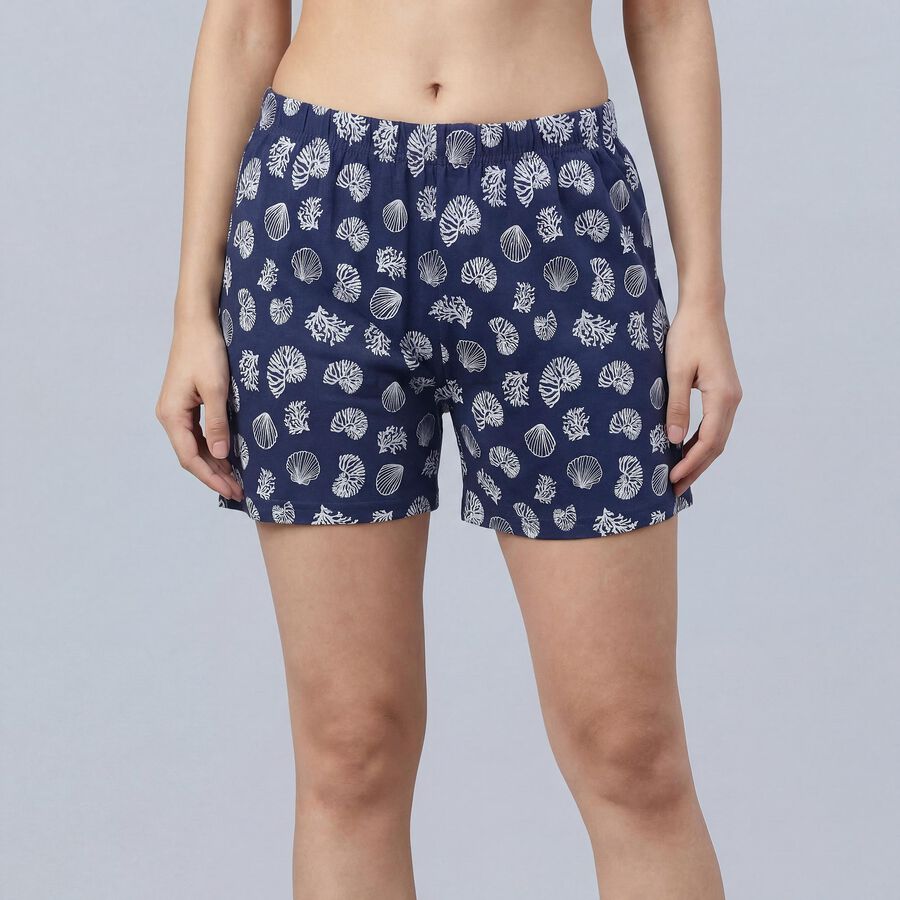 Women's Navy Blue Regular Fit Drawstring Shorts, Dark Blue, large