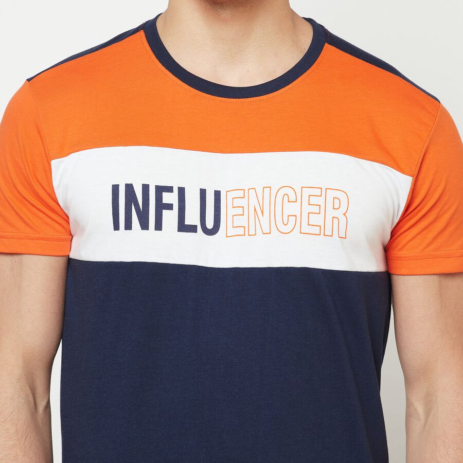 Cut N Sew Round Neck T-Shirt, Orange, large image number null