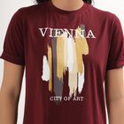 Women's Deep Maroon Round Neck Printed T-Shirt, वाइन, small image number null