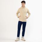 Men's Light Beige Hooded Casual Sweatshirt, गहरा पीला, small image number null