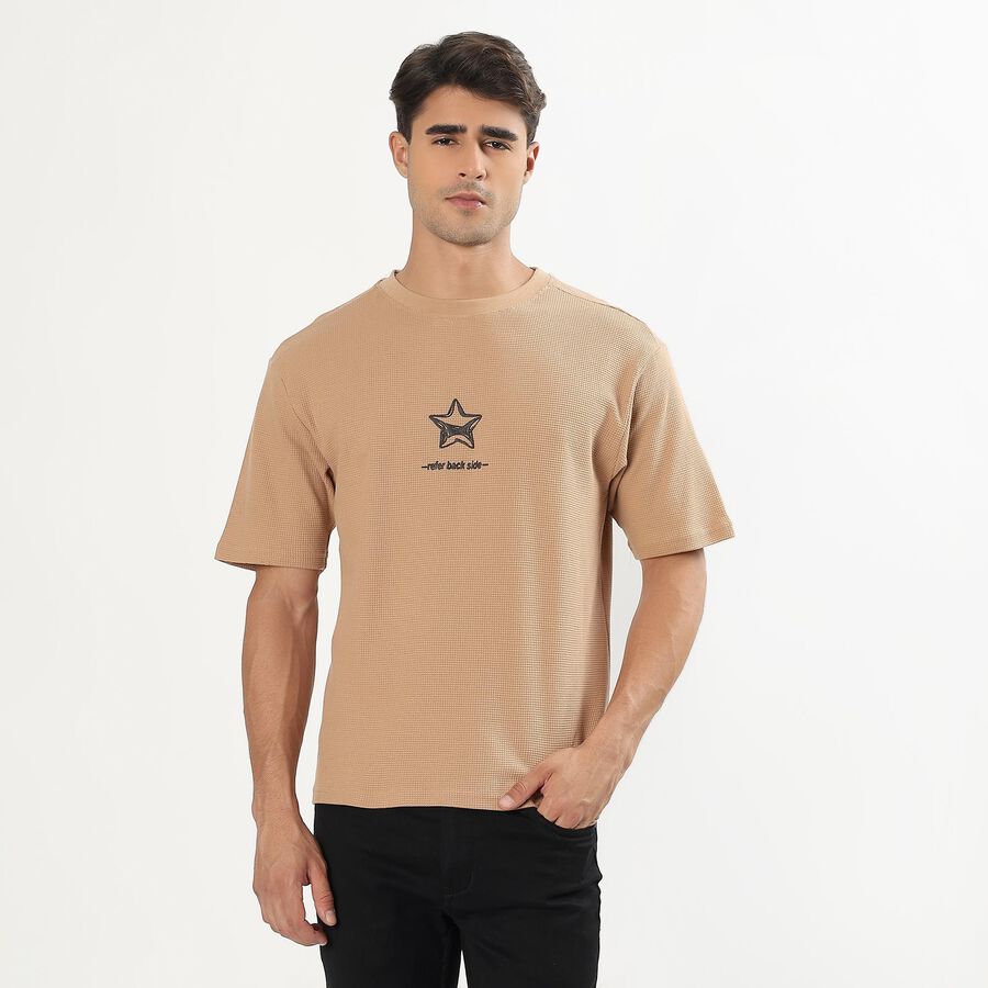 Men's 100% Cotton Round Neck Half Sleeves T-Shirt, गहरा पीला, large image number null