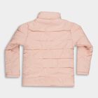 Girls' Light Pink High Neck Quilted Jacket, Light Pink, small image number null