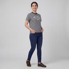 Women's Black Round Neck Casual T-Shirt, काला, small