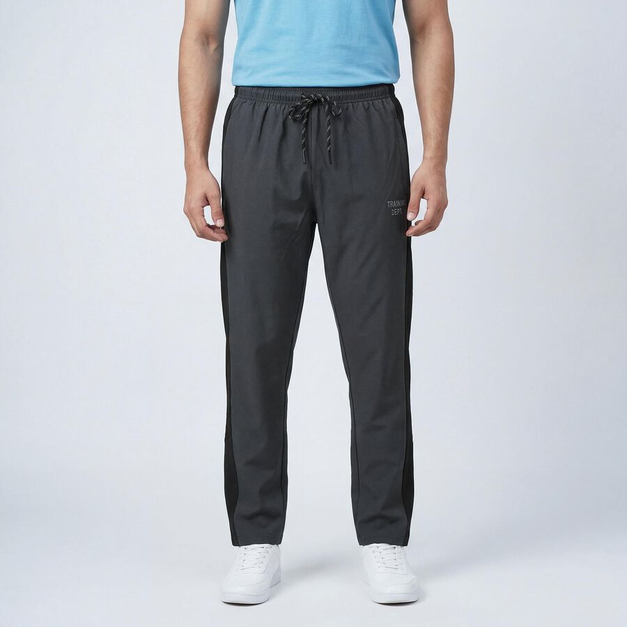 Men's Grey Slim Fit Zip Pocket Track Pants, Dark Grey, large