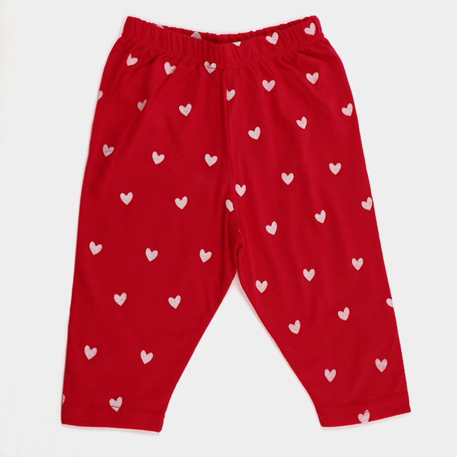 Girls' Fuchsia Regular Fit Heart Printed Elastic Waist Capri, Fuchsia, large