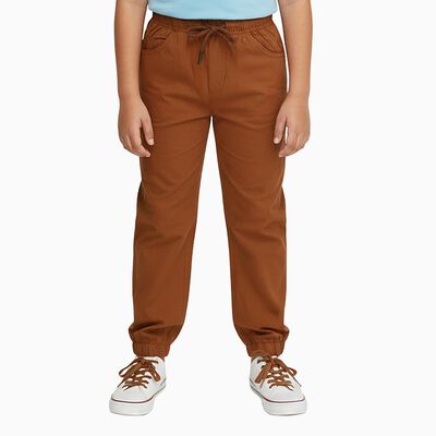 Boys' Rust Brown Regular Fit Elastic Waist Jogger Trousers