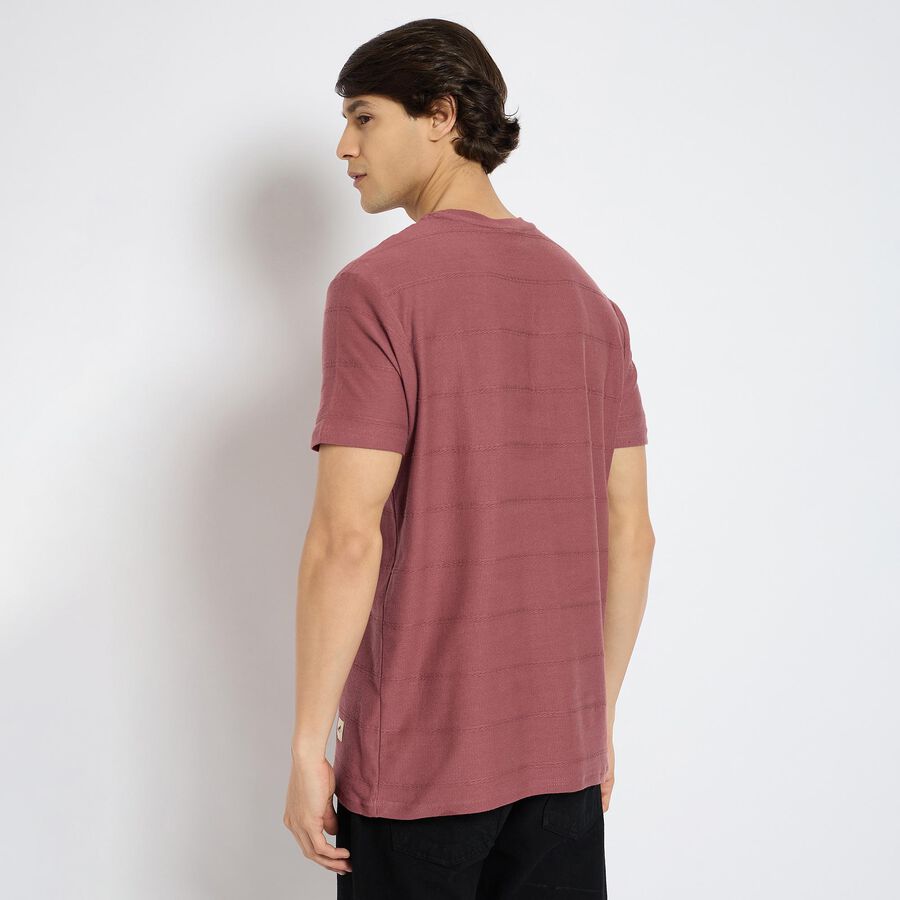 Men's 100% Cotton Round Neck Half Sleeves T-Shirt, हल्का गुलाबी, large