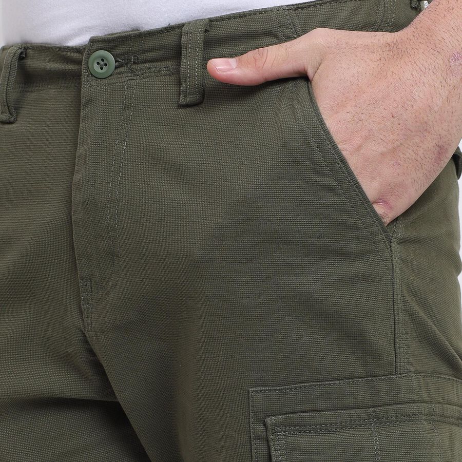 Men's Slim Fit Casual Trousers, गहरा हरा, large