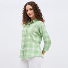 Women's Light Sage Green Checked Classic Shirt, Light Green, small image number null