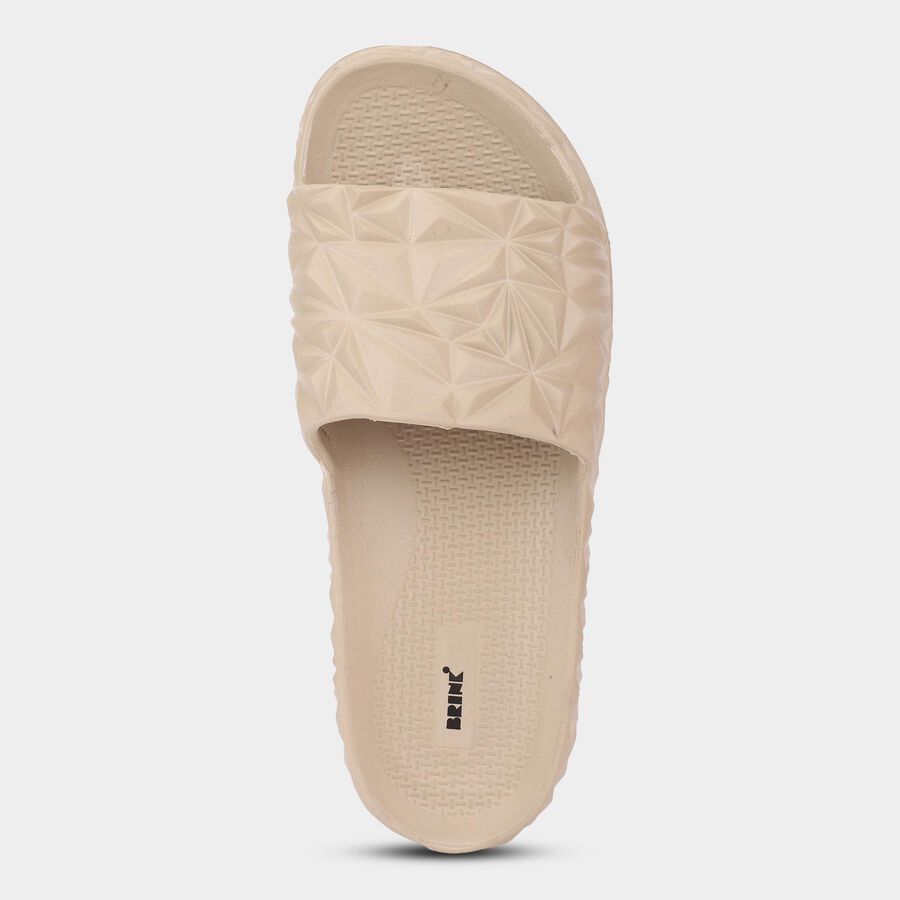 Women's Soft Beige Open-Toe Casual Slippers, गहरा पीला, large