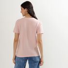Women's Light Pink Cotton Round Neck Floral Print T-Shirt, Light Pink, small image number null