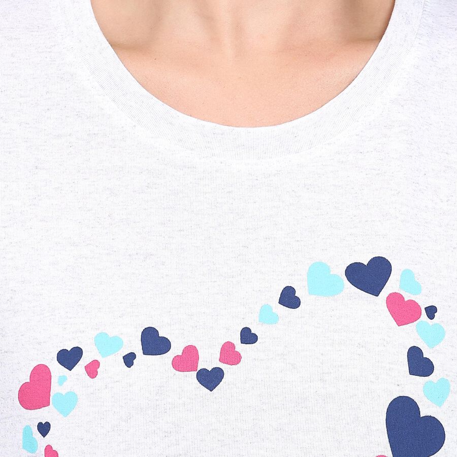 Ladies' Round Neck T-Shirt, मिश्रित मध्यम ग्रे, large image number null