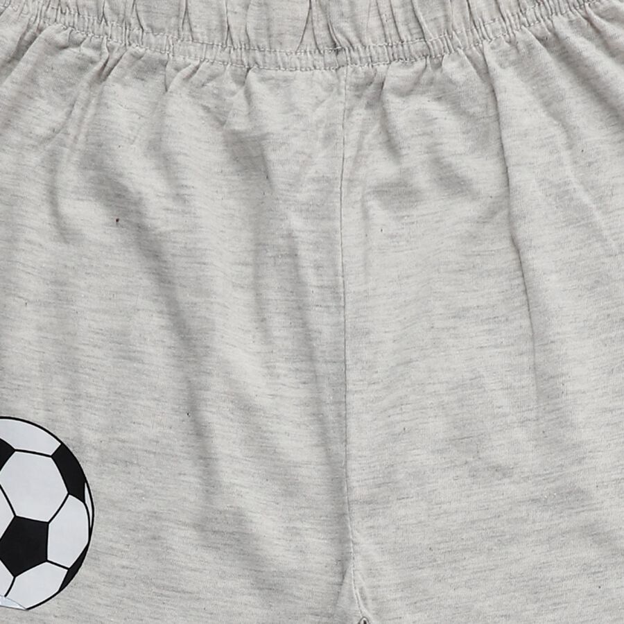 Boys Grey Regular Fit Graphic Printed Pyjama, एक्रू मिश्रित, large