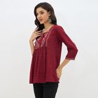 Women's Deep Maroon Round Neck Printed Kurti, मरून, small image number null