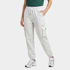 Women's Ecru Melange Jogger Fit Cargo Track Pants, एक्रू मिश्रित, small