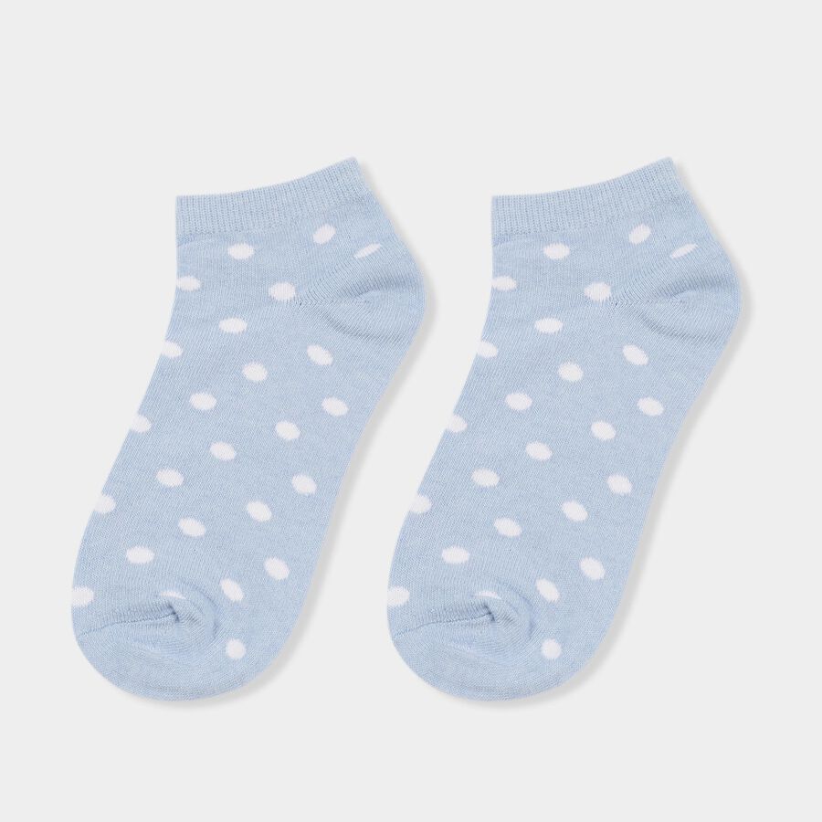Girls' Soft Pink and Light Powder Blue Ankle-Length Patterned Socks Pack of 2, Pink, large image number null