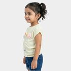 Girls Yellow Round Neck Casual T-Shirt, Yellow, small