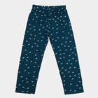 Girls' Teal Straight Fit Bow Printed Pyjama, Teal Blue, small