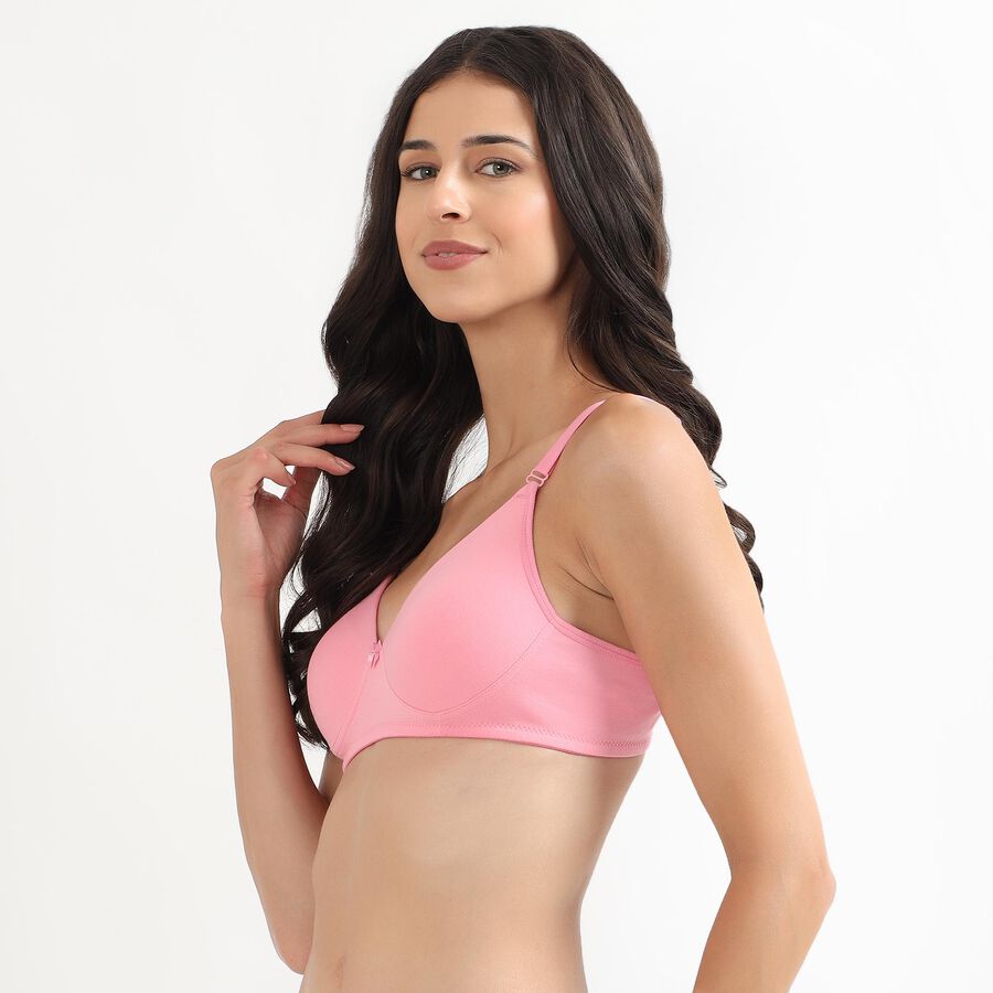 Women's Soft Pink Cotton Wire-Free Everyday Bra, Pink, large image number null