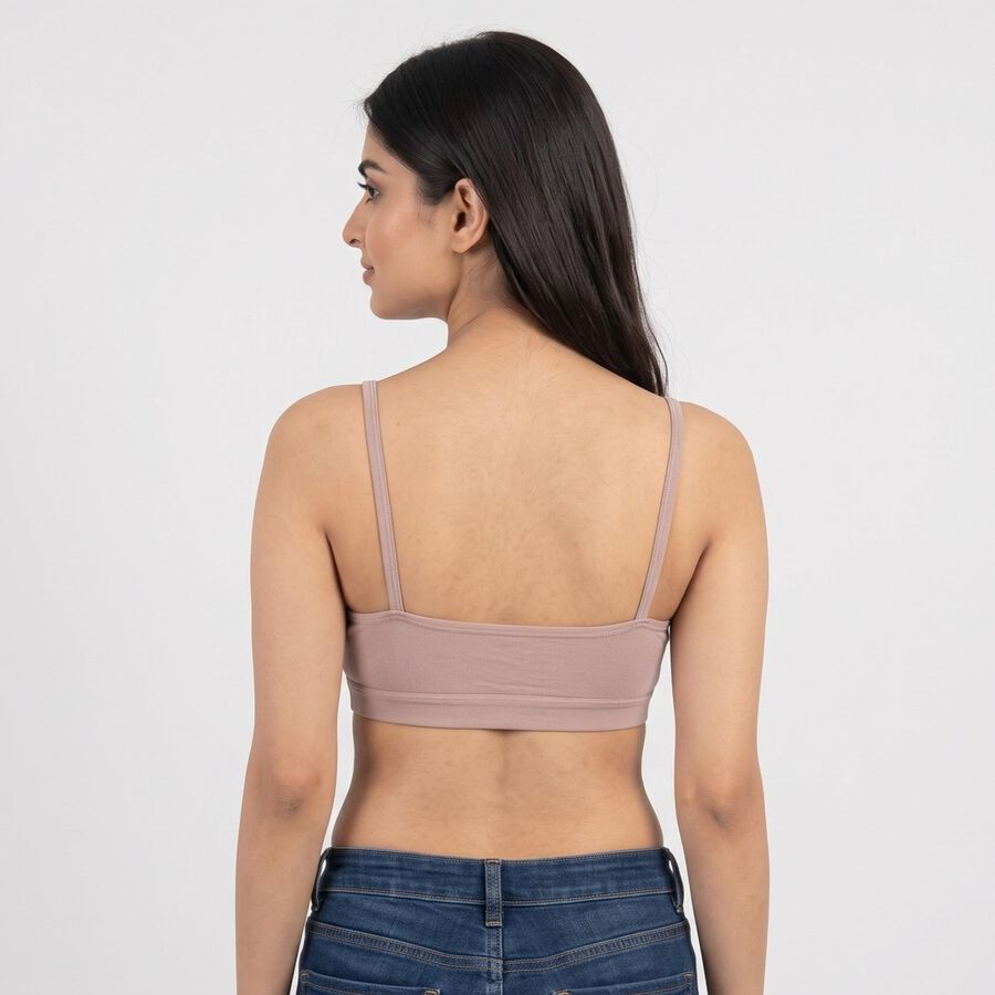 Women's Brown Scoop Neck Bralette Bra, भूरा, large