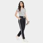 Women's Navy Blue Straight Fit Side-Striped Track Pants, Navy Blue, small