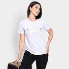 Ladies' Round Neck T-Shirt, एक्रू मिश्रित, small