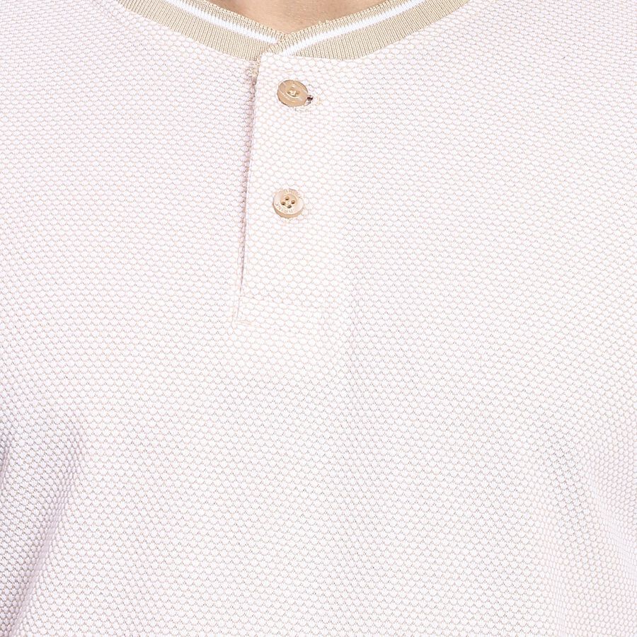 Men's Henley Half Sleeves T-Shirt , Beige, large image number null