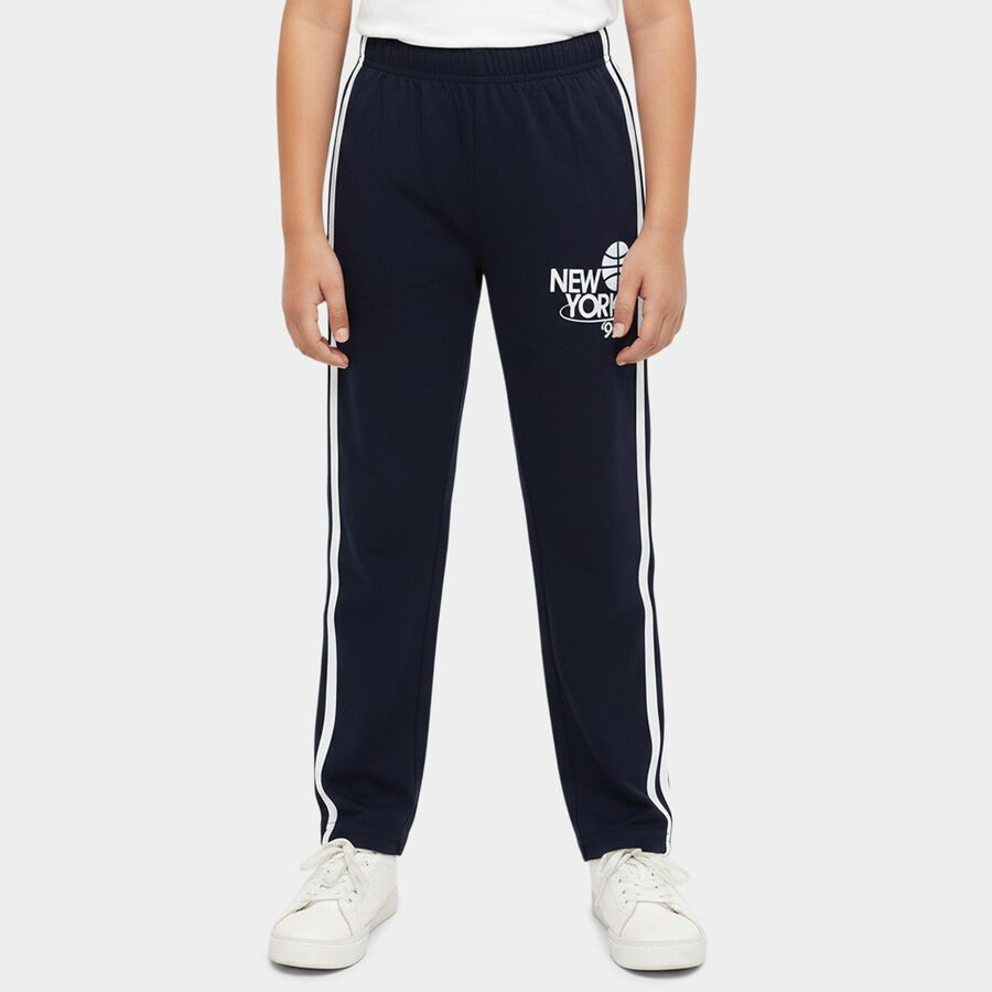 Boys' Navy Blue Regular Fit Basketball Printed Pyjama, नेवी ब्लू, large