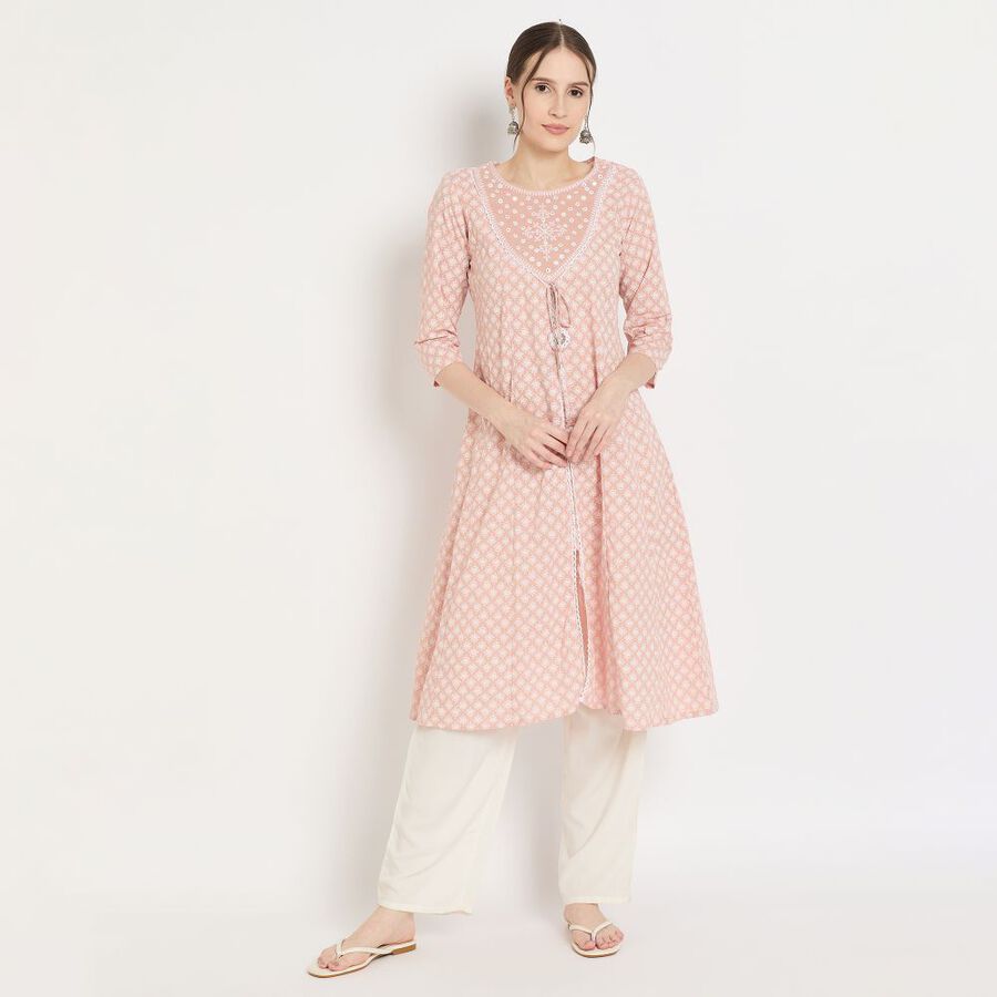 Ladies' Cotton Kurta, हल्का गुलाबी, large image number null