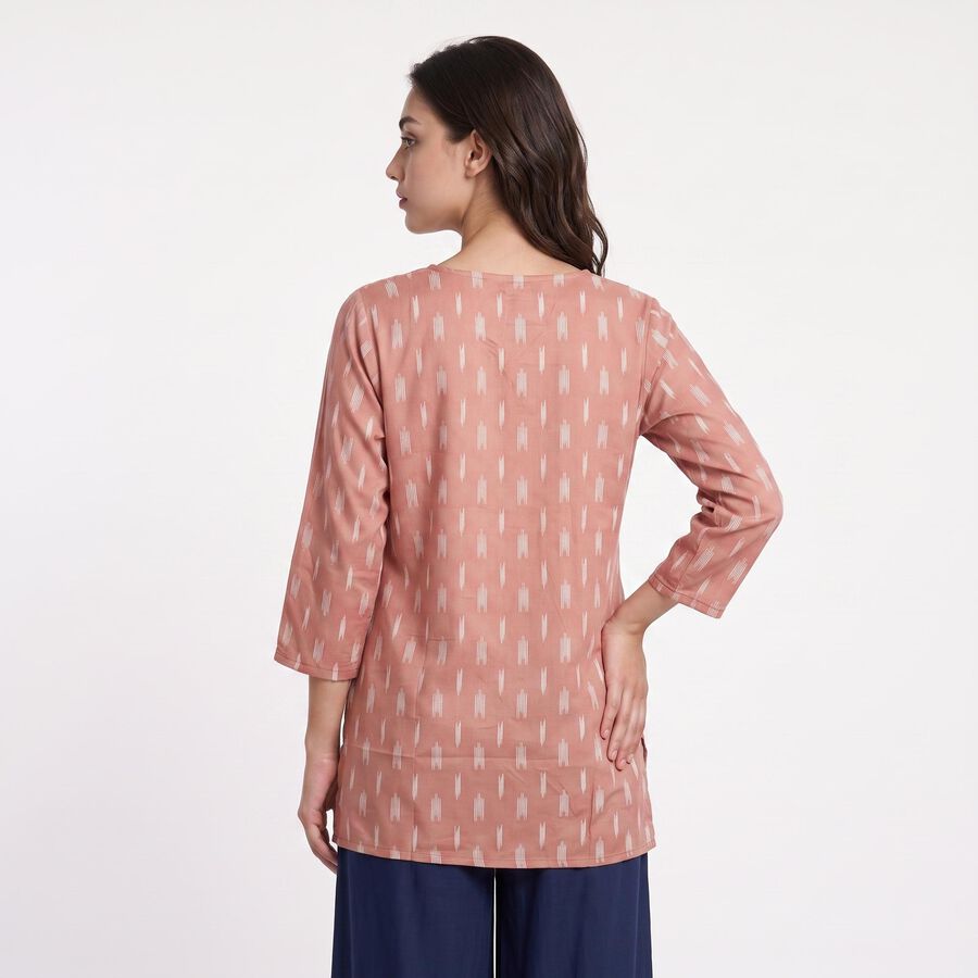 Women's Purple Round Neck Printed Straight Kurti, बैंगनी, large