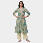 Women's Deep Teal Blue Printed Ethnic Set, Teal Blue, small