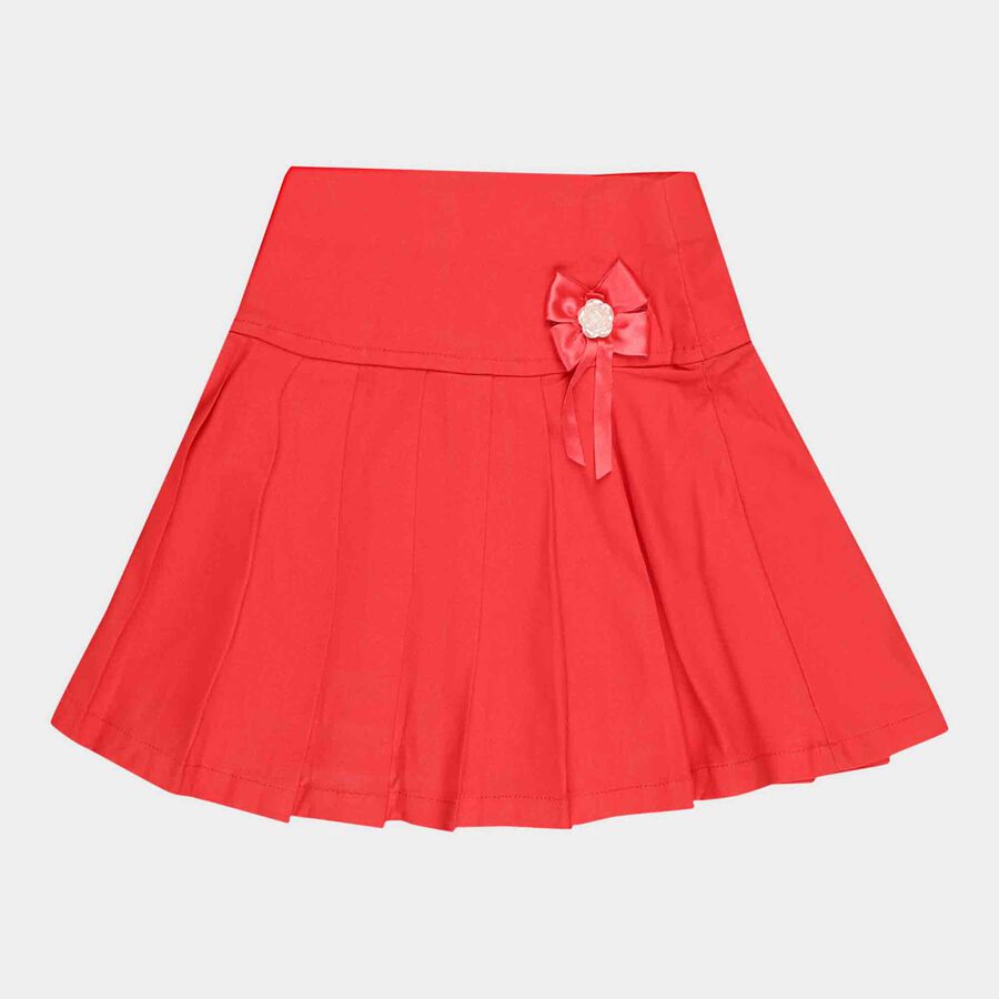 Girls Pleated Pull Ups Skirt, Red, large image number null