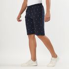 Men's Dark Navy Blue Relaxed Fit Anchor Printed Jamaican Shorts, Navy Blue, small image number null