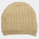 Boys' Beige Textured Knit Beanie Cap, Beige, small
