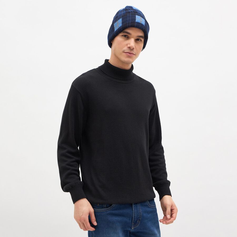 Men's Blue Checkered Winter Cap, Navy Blue, large image number null