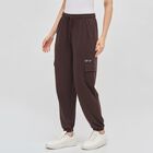 Women's Deep Chocolate Brown Relaxed Fit Cargo Track Pants, Brown, small