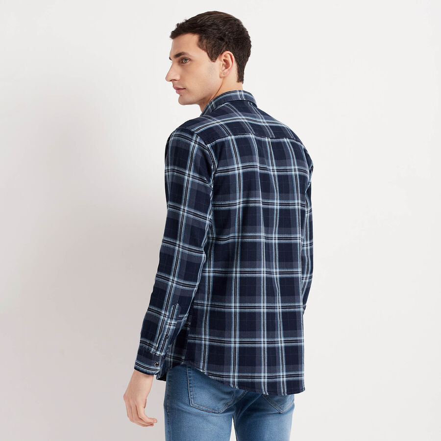 Cotton Checks Casual Shirt, Dark Grey, large image number null