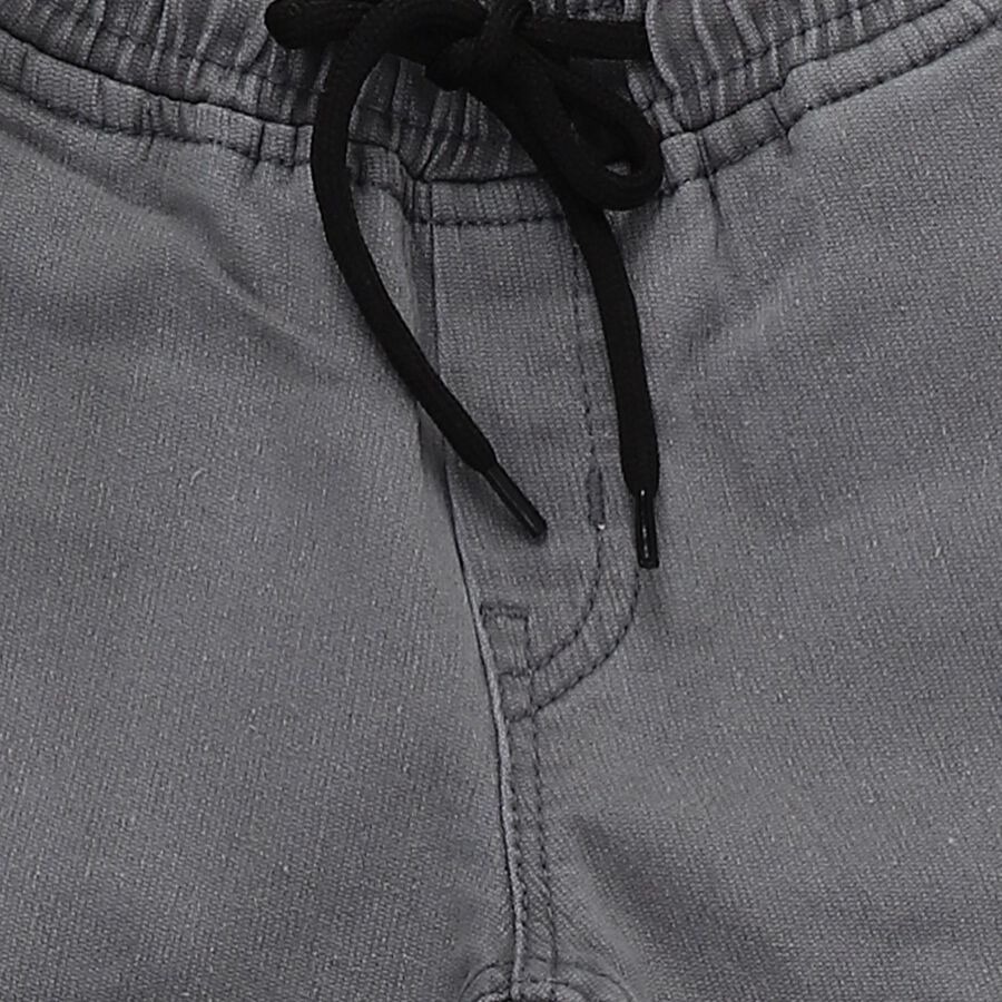 Boys' Muted Charcoal Grey Regular Fit Elastic Waist Jeans, हल्का ग्रे, large