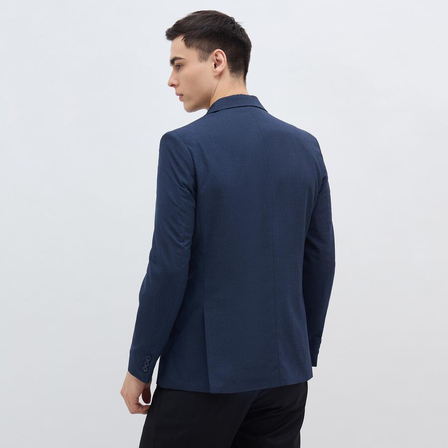 Men's Deep Midnight Navy Blue Slim Fit Single-Breasted Blazer, Navy Blue, large image number null