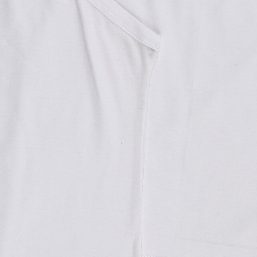 Girls Bright White Cotton Square Neck Casual Vest, सफ़ेद, large image number null