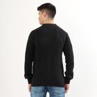 Men's Charcoal Zip Neck Casual Pullover, चारकोल, small image number null