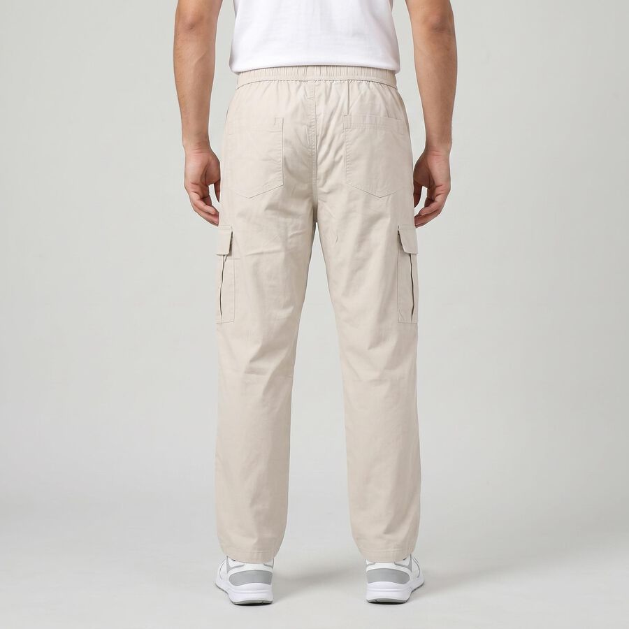 Men's Silver Slim Fit Cargo Trousers, सिल्वर, large