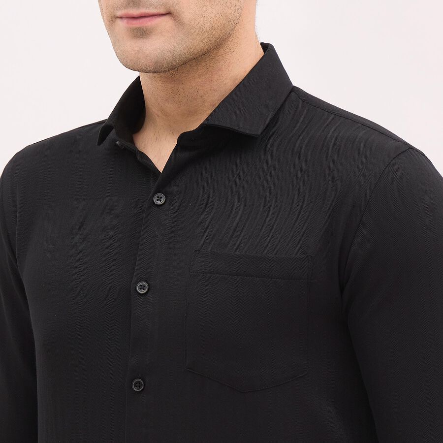 Men's Jet Black Cut Away Collar Formal Shirt, Black, large image number null