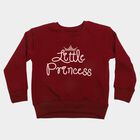 Girls' Maroon Crew Neck Graphic Print Sweatshirt, मरून, small