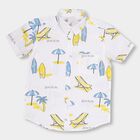 Boys Bright Eggshell White Cotton Classic Casual Shirt, White, small image number null