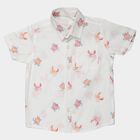 Boys White Cotton Collar Regular Fit Shirt, White, small