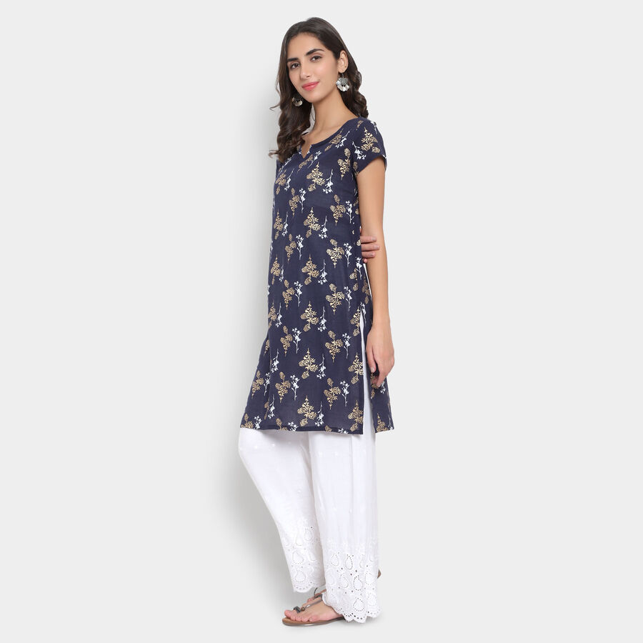 Printed Straight Kurta, Teal Blue, large image number null