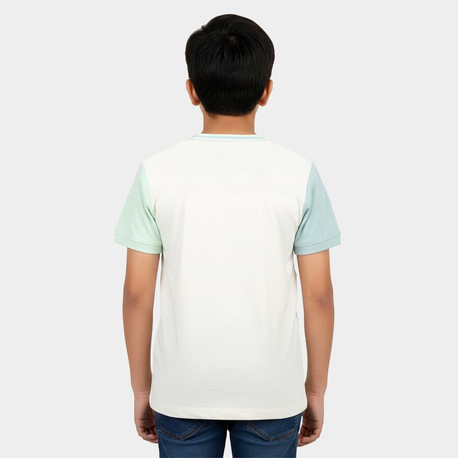 Boys' Light Green Round Neck Casual T-Shirt, Light Green, large