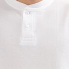 Men's Bright White Henley Neck Casual T-Shirt, White, small image number null